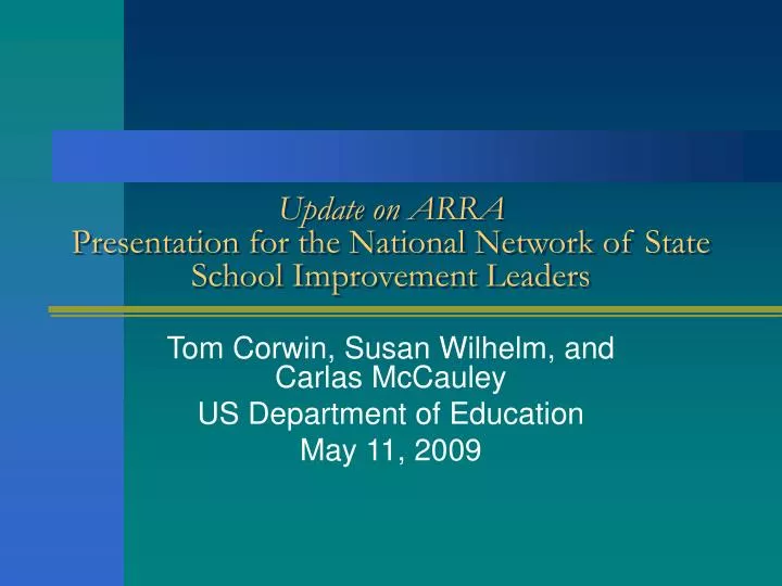 update on arra presentation for the national network of state school improvement leaders