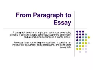 From Paragraph to Essay