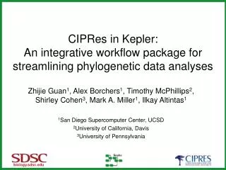 CIPRes in Kepler: An integrative workflow package for streamlining phylogenetic data analyses
