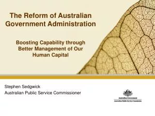 The Reform of Australian Government Administration