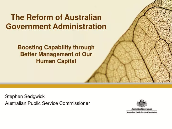 the reform of australian government administration