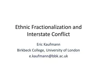 Ethnic Fractionalization and Interstate Conflict