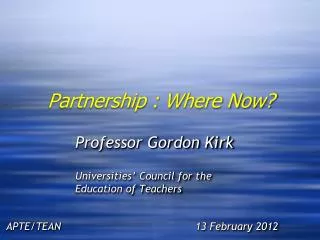 Partnership : Where Now?
