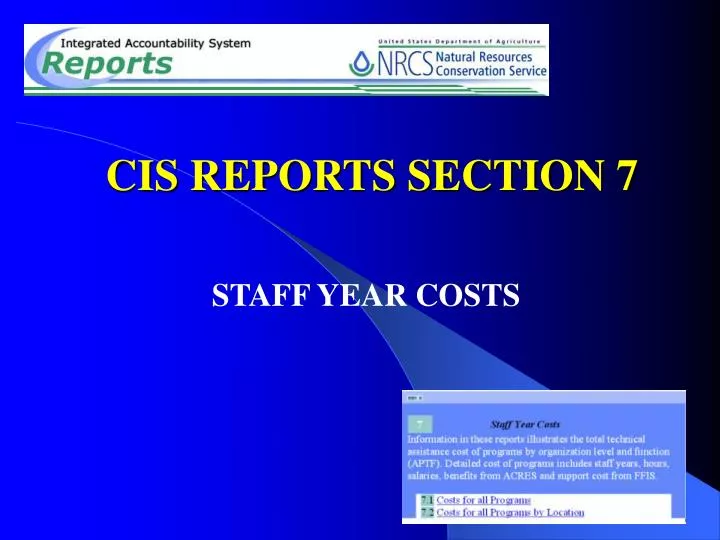 cis reports section 7