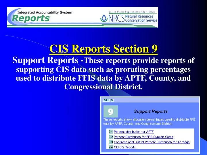 cis reports section 9