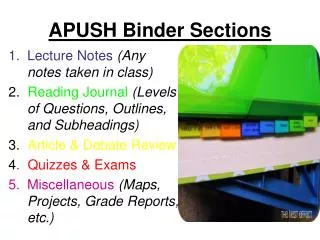 APUSH Binder Sections