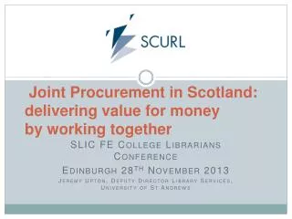 Joint Procurement in Scotland: delivering value for money by working together