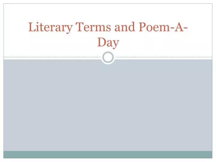 literary terms and poem a day