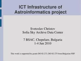 ICT Infrastructure of Astroinformatics project