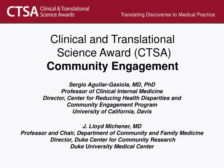 clinical and translational science award ctsa community engagement