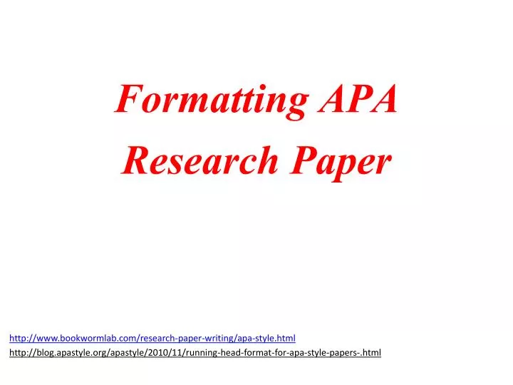 formatting apa research paper