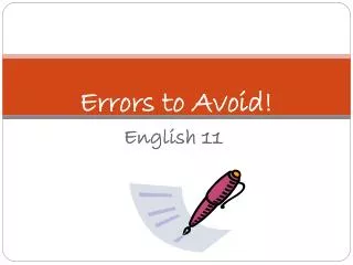Errors to Avoid!