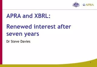 APRA and XBRL: Renewed interest after seven years Dr Steve Davies