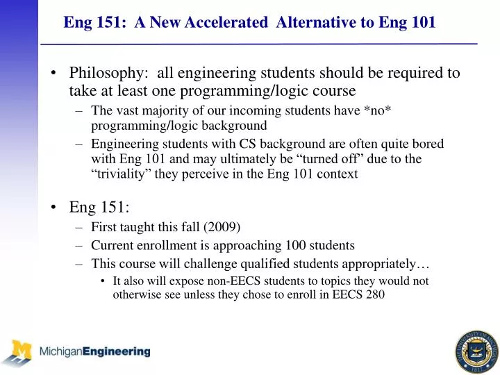 eng 151 a new accelerated alternative to eng 101