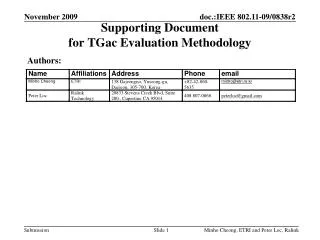 Supporting Document for TGac Evaluation Methodology