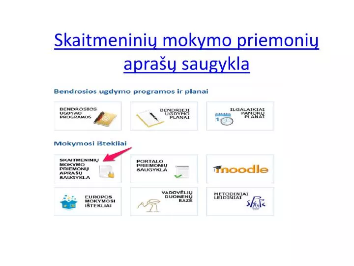 skaitmenini mokymo priemoni apra saugykla