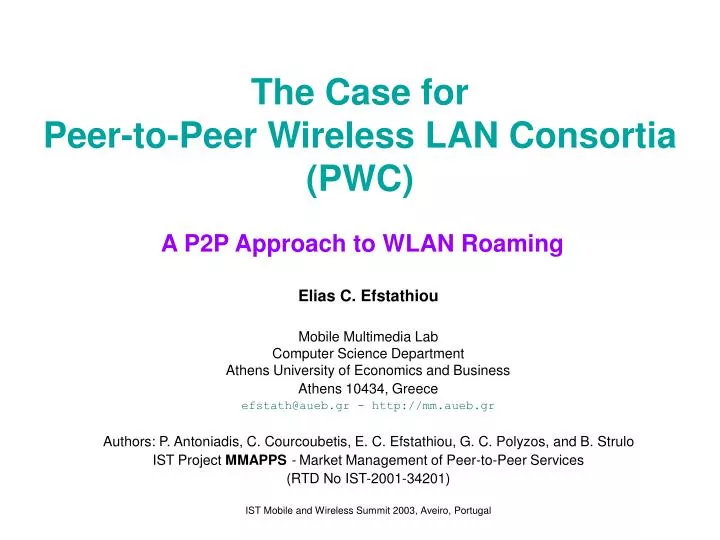 the case for peer to peer wireless lan consortia pwc