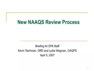 New NAAQS Review Process
