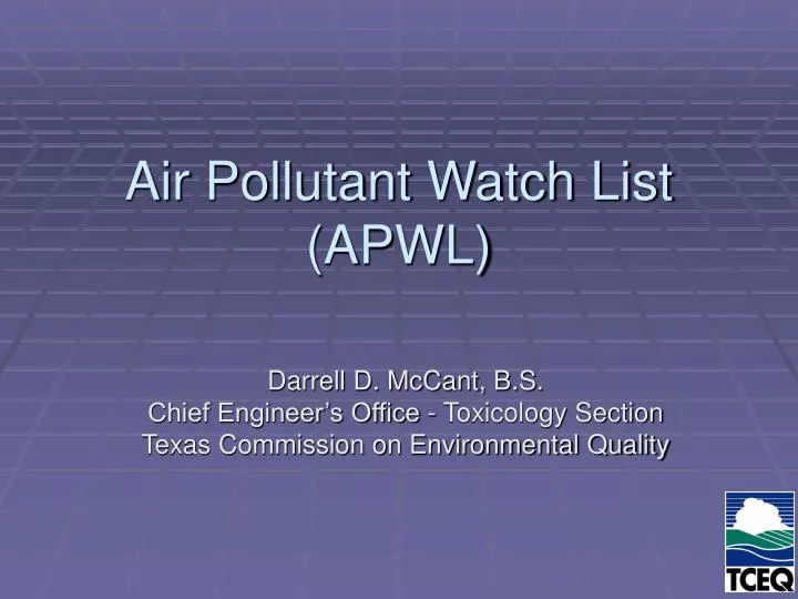 air pollutant watch list apwl