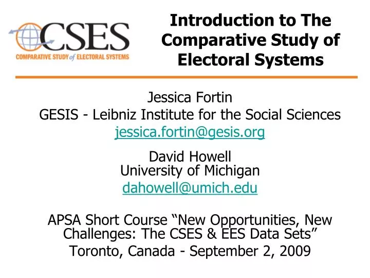 introduction to the comparative study of electoral systems