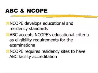 ABC &amp; NCOPE