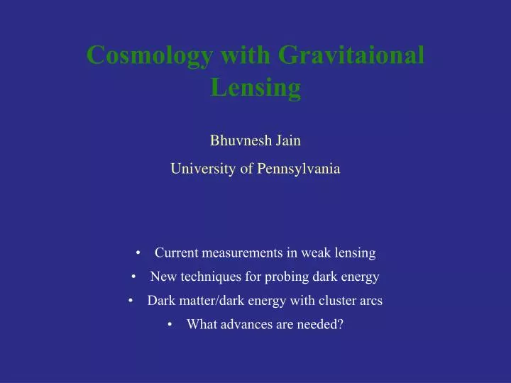cosmology with gravitaional lensing