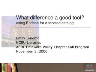 What difference a good tool? using Endeca for a faceted catalog