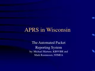 APRS in Wisconsin