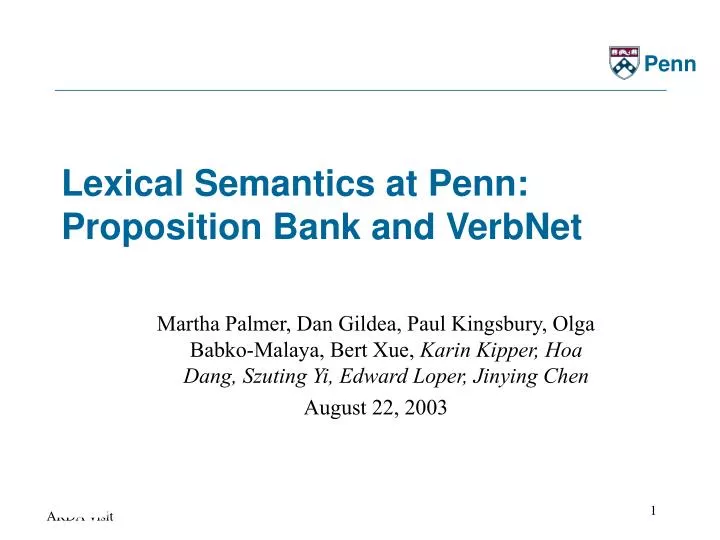lexical semantics at penn proposition bank and verbnet
