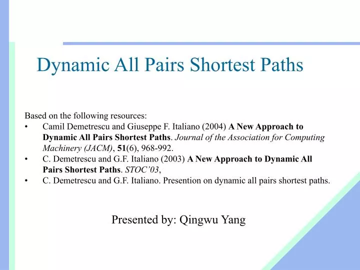 dynamic all pairs shortest paths