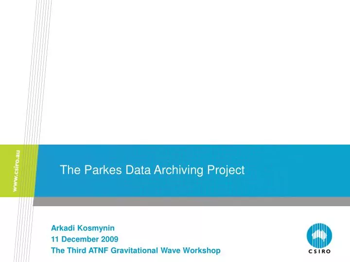 the parkes data archiving project