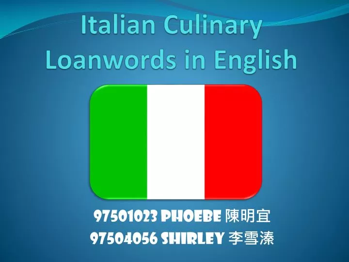 italian culinary loanwords in english