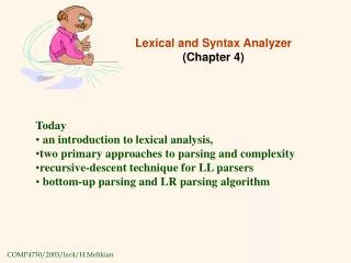 Lexical and Syntax Analyzer (Chapter 4)