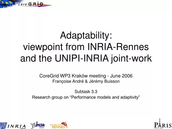 adaptability viewpoint from inria rennes and the unipi inria joint work