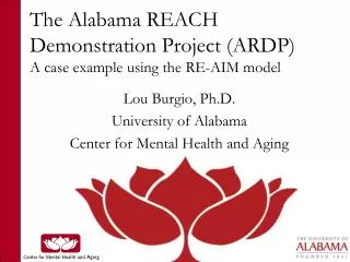 The Alabama REACH Demonstration Project (ARDP) A case example using the RE-AIM model