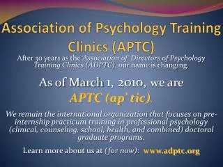 Association of Psychology Training Clinics (APTC)