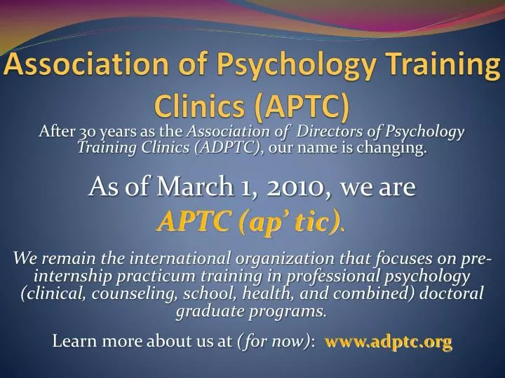 association of psychology training clinics aptc