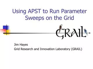 Using APST to Run Parameter Sweeps on the Grid