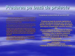 predarea pe baz de proiecte