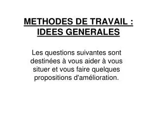 methodes de travail idees generales