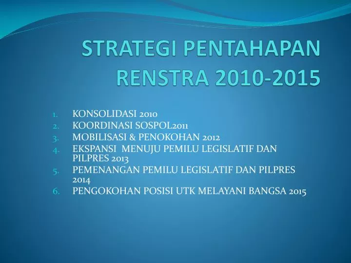 strategi pentahapan renstra 2010 2015