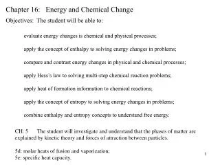 Chapter 16: Energy and Chemical Change