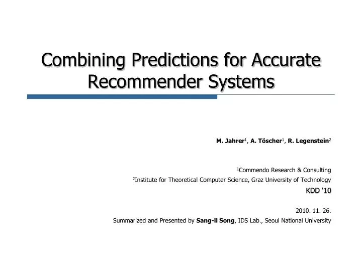 combining predictions for accurate recommender systems