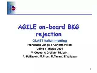 AGILE on-board BKG rejection