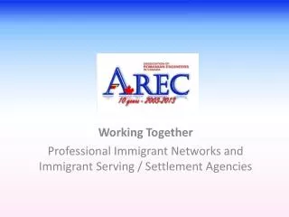 Working Together Professional Immigrant Networks and Immigrant Serving / Settlement Agencies