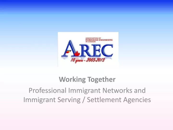 working together professional immigrant networks and immigrant serving settlement agencies