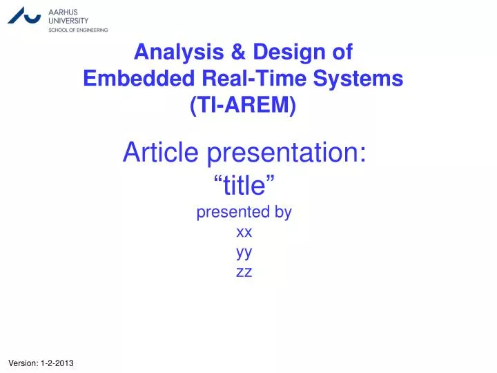article presentation title presented by xx yy zz