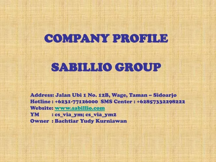 company profile sabillio group