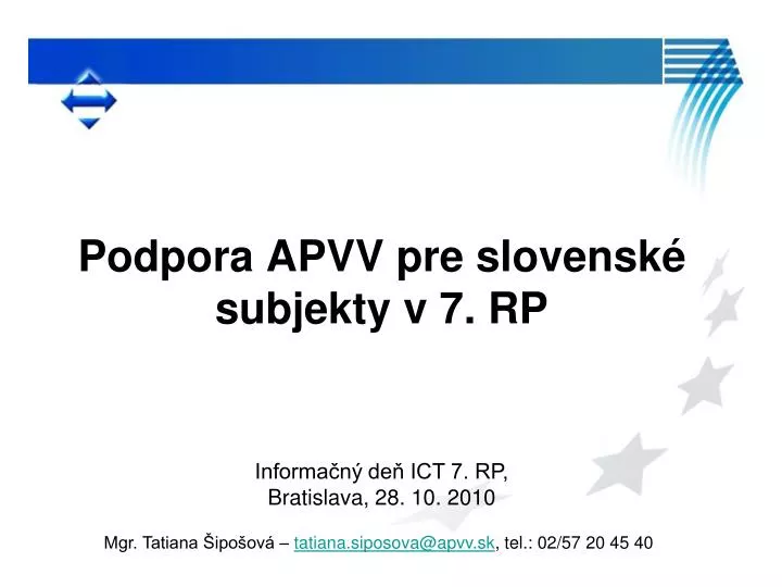 podpora apvv pre slovensk subjekty v 7 rp