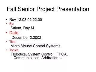 Fall Senior Project Presentation
